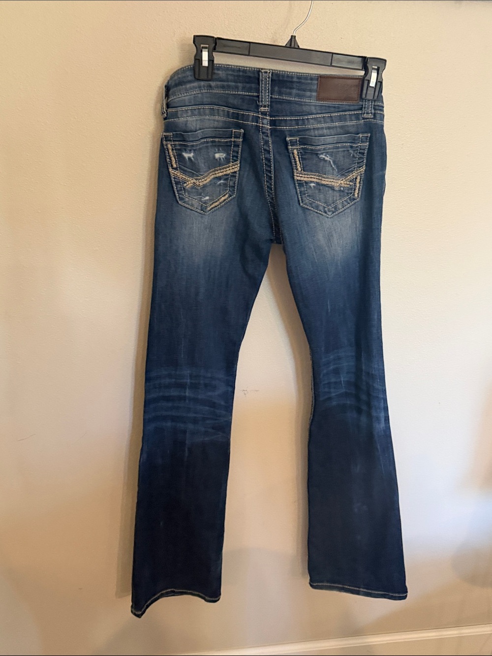 Dark Blue Bootcut Jeans - Classic Stretch Denim BKE Buckle Starlight low rise